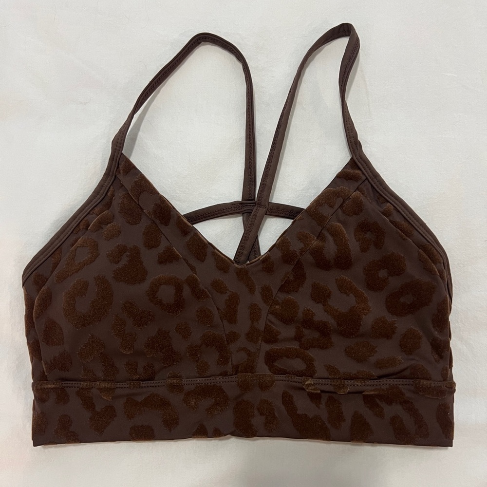 Strappy back cheetah print bra